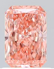 The other popular colored lab diamond is a long Pink Radiant